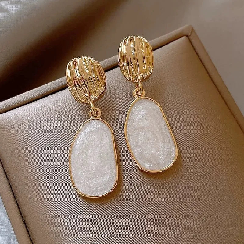 Jasmine | Vintage Enamel Oval Drop Earrings