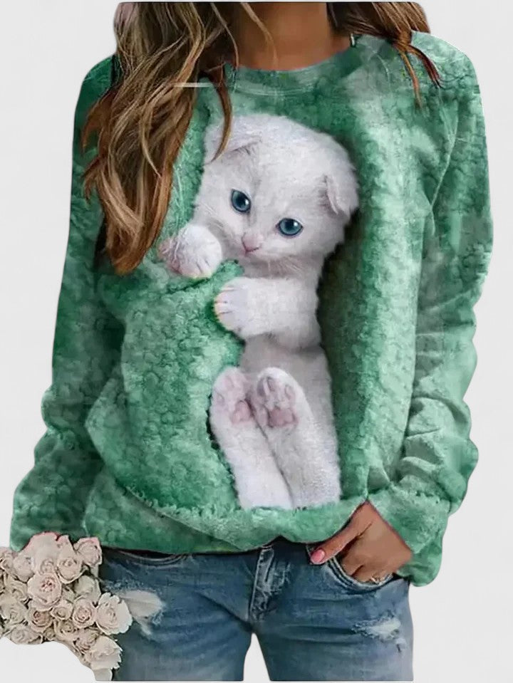Harmony | Cozy Kitten Print Sweater