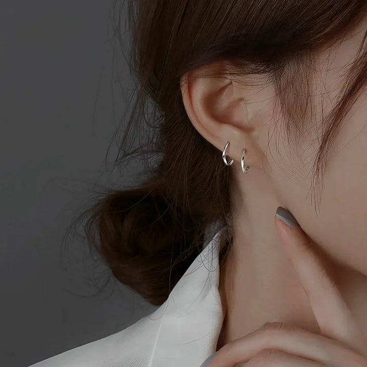 Thara | Silver Round Inlaid Earrings