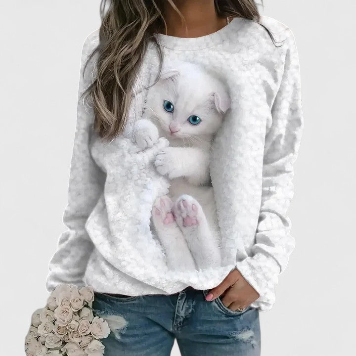 Harmony | Cozy Kitten Print Sweater