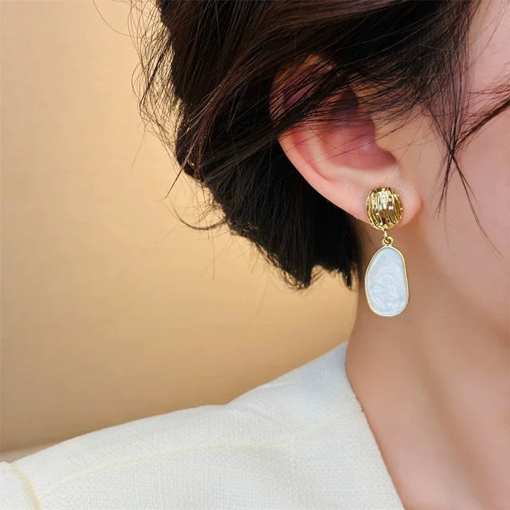 Jasmine | Vintage Enamel Oval Drop Earrings