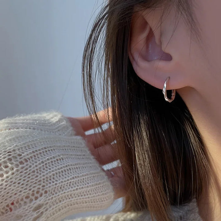 Thara | Silver Round Inlaid Earrings