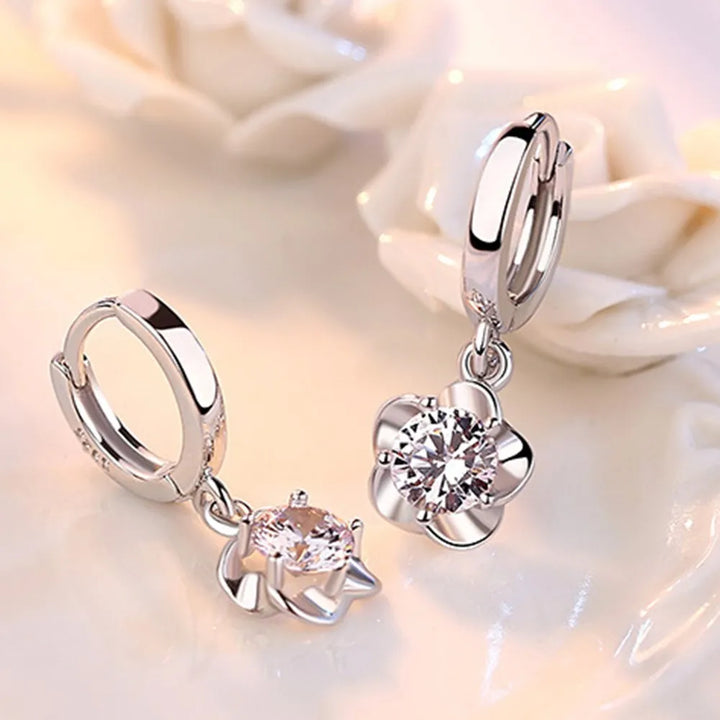 Nathalia | Silver Purple And White Zircon Earrings