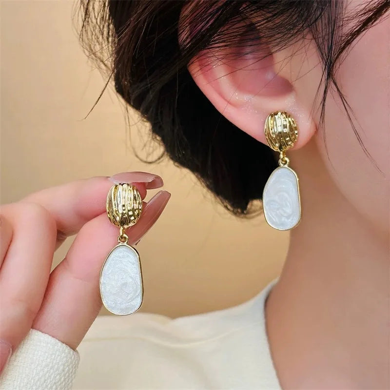 Jasmine | Vintage Enamel Oval Drop Earrings
