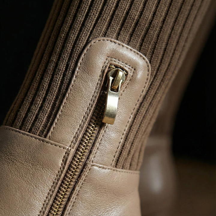 Mercedez | Bottes en maille extensible à talon carré