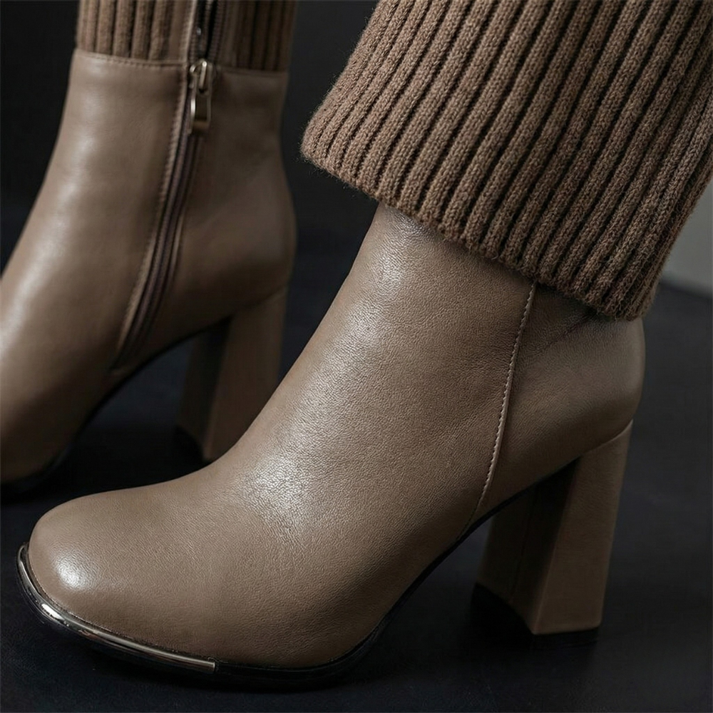 Mercedez | Bottes en maille extensible à talon carré