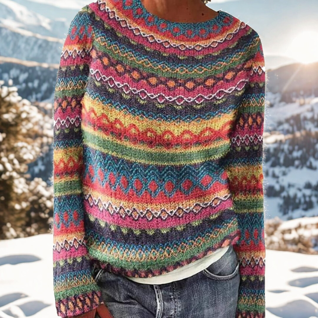 Romilly | Bohemian Knit Sweater With Folk Pattern