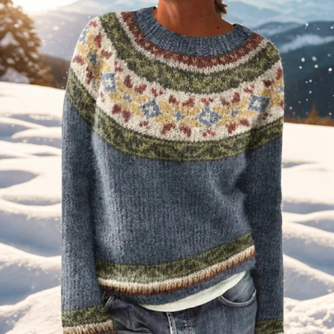 Thelma | - Fair Isle Knit Sweater With Nordic Detail