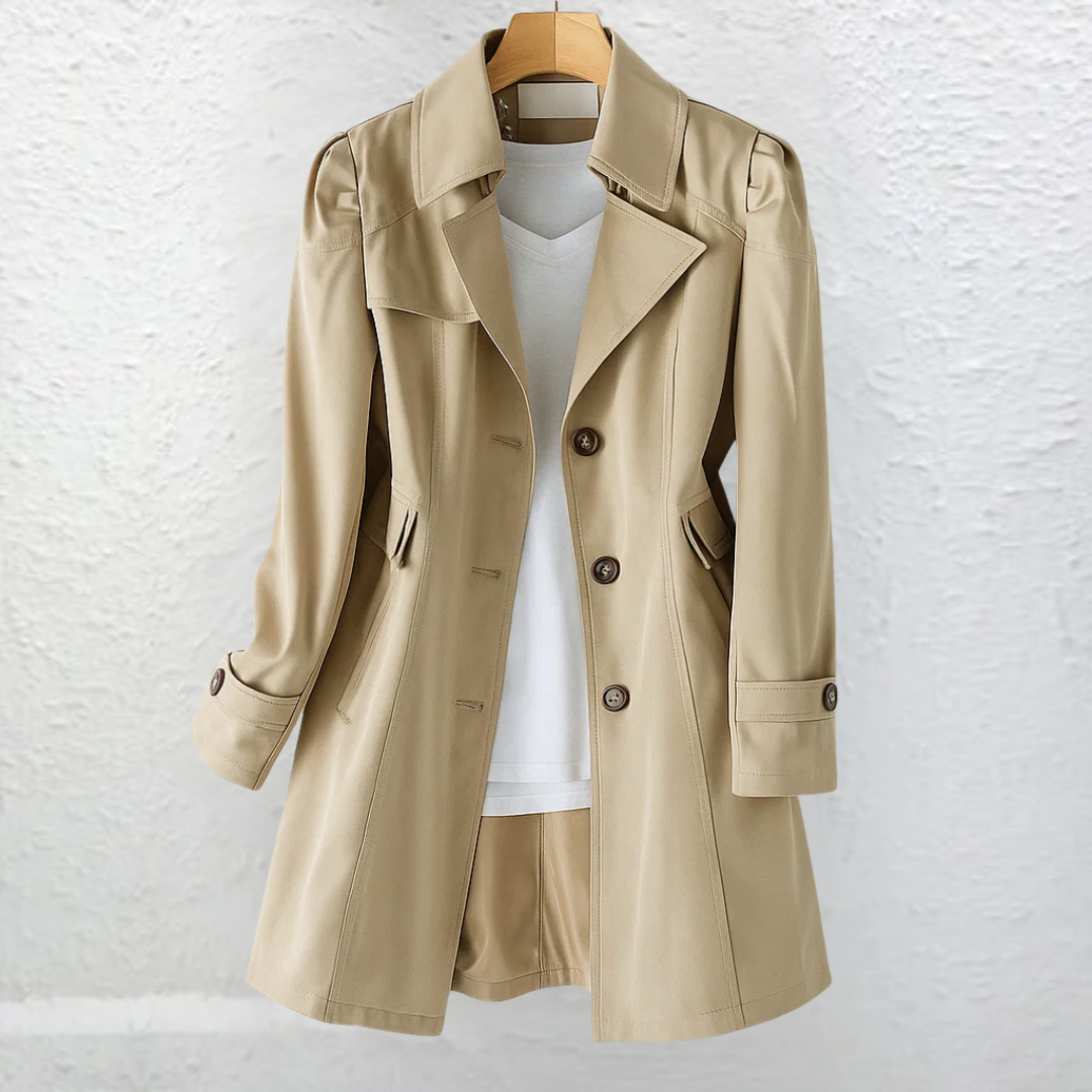 Olivia Elegant Vintage Summer Coat - Khaki