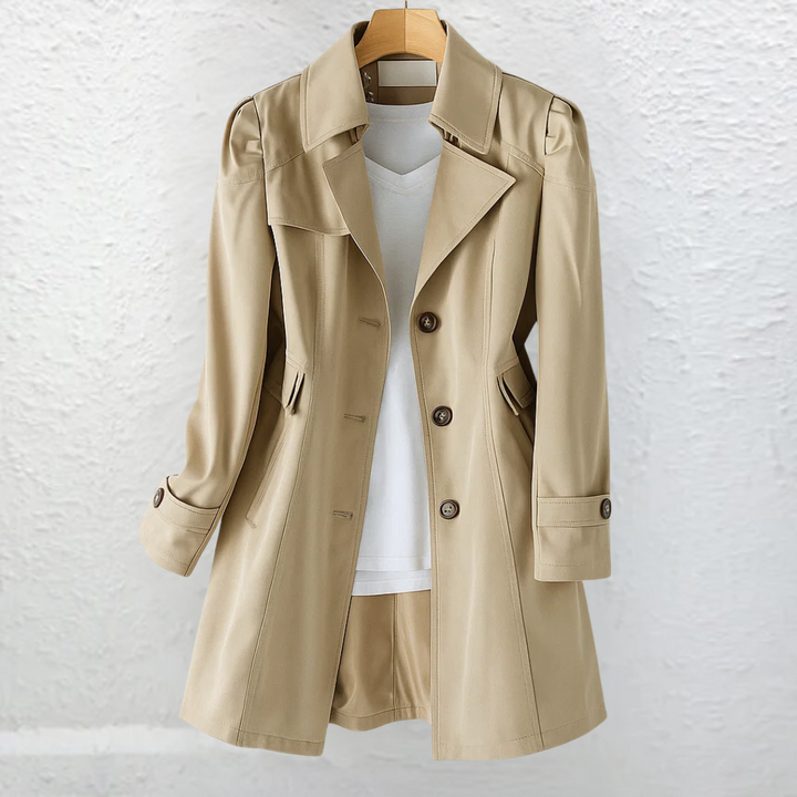 Olivia Elegant Vintage Summer Coat - Khaki