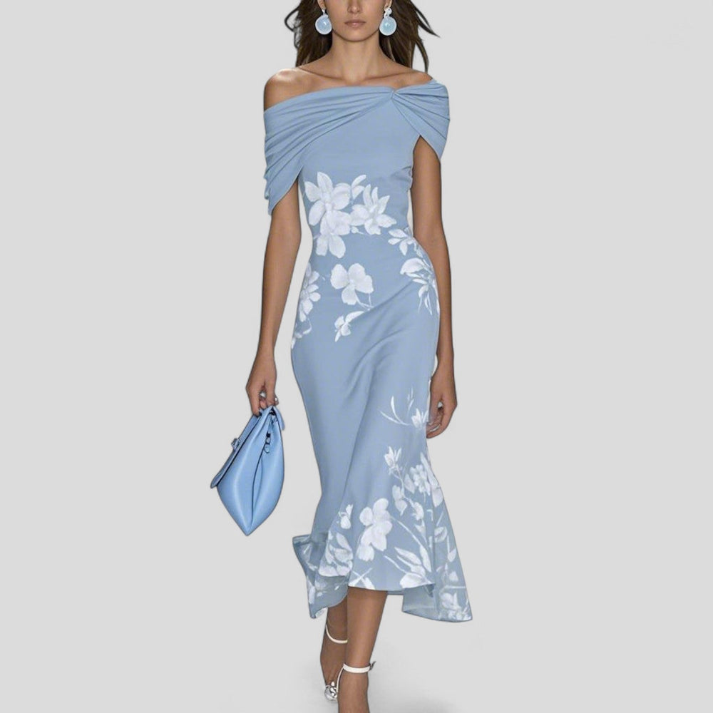 Isabrunel Elegant Midi Dress in Blue