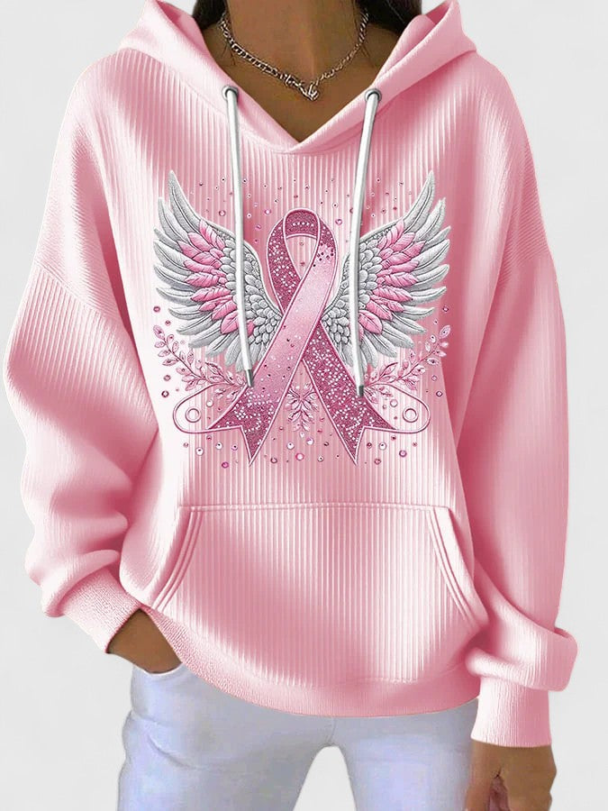 Morgan | Sweat à capuche Ailes d'Ange Ruban Rose