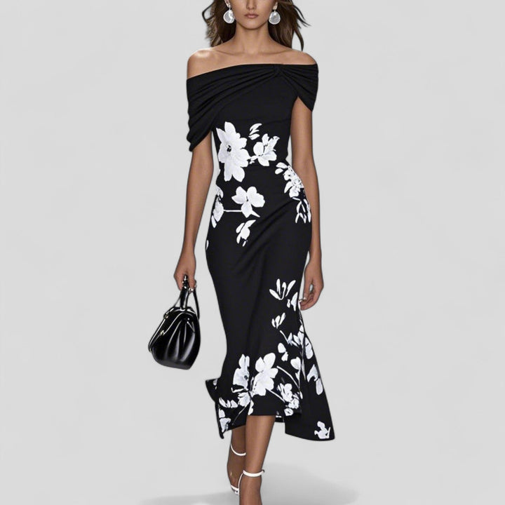 Isabrunel Elegant Midi Dress in Black
