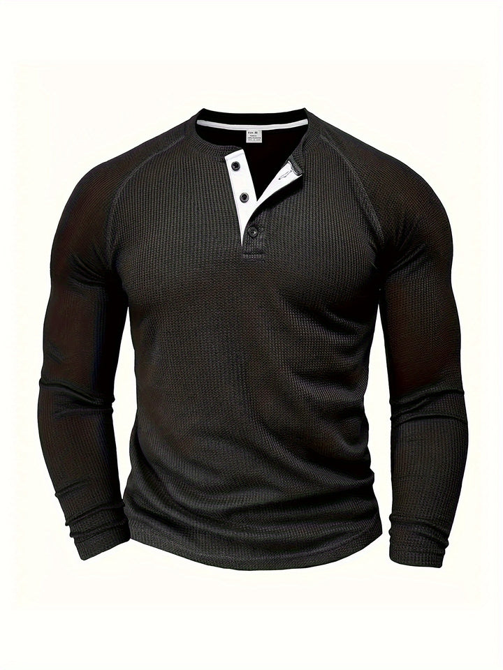 Reid | Waffle-Knit Henley Long Sleeve