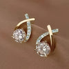 Olena | Golden Cross Zirconia Stud Earrings