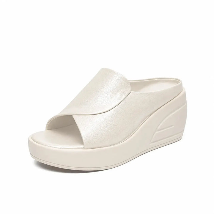 Elodie Orthopedic Slip-On Wedge Sandals - Beige