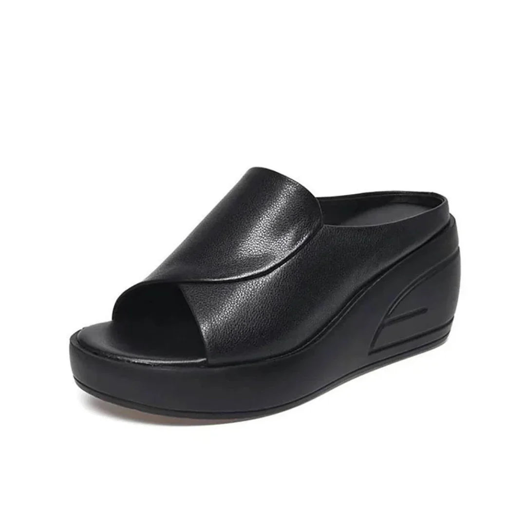 Elodie Orthopedic Slip-On Wedge Sandals - Black