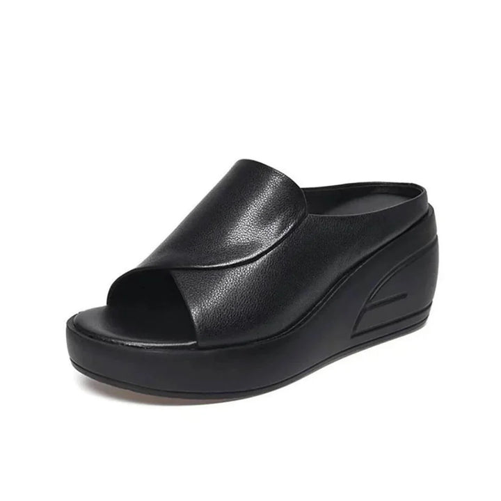 Elodie Orthopedic Slip-On Wedge Sandals - Black