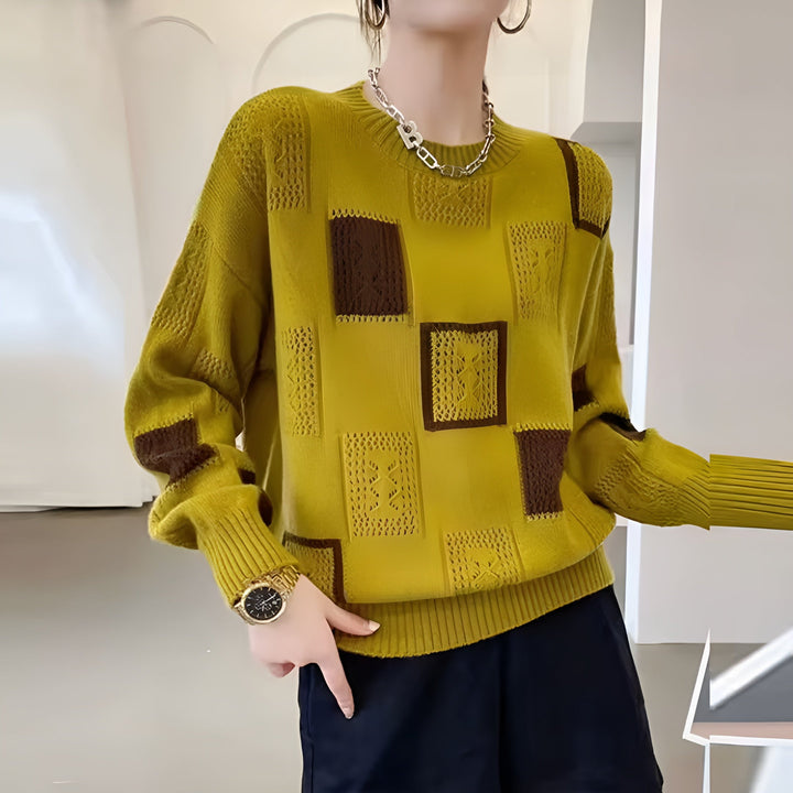 Alissa | Modern Patchwork Knit Sweater