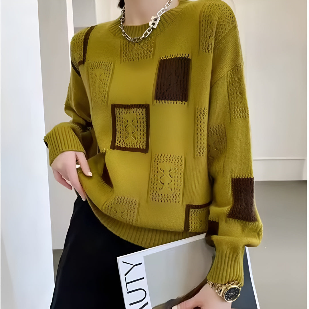 Alissa | Modern Patchwork Knit Sweater