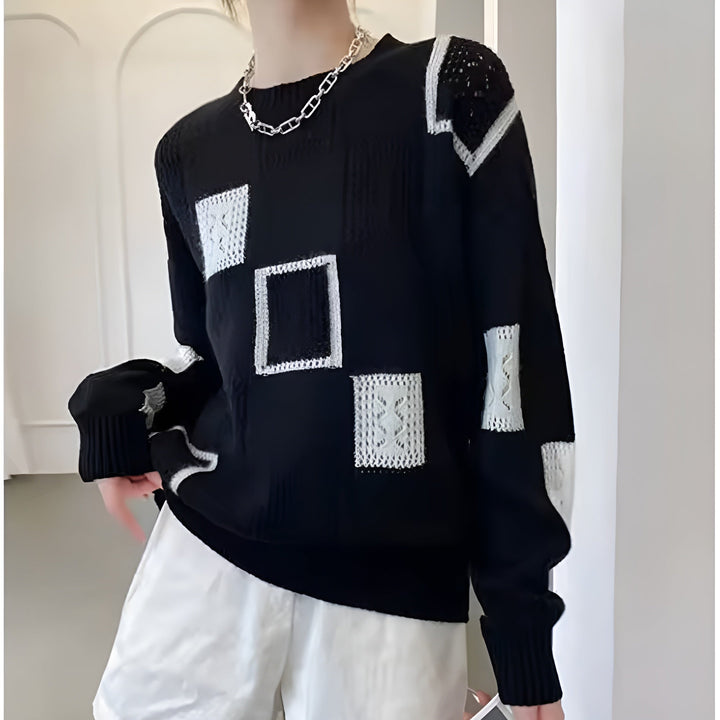 Alissa | Modern Patchwork Knit Sweater
