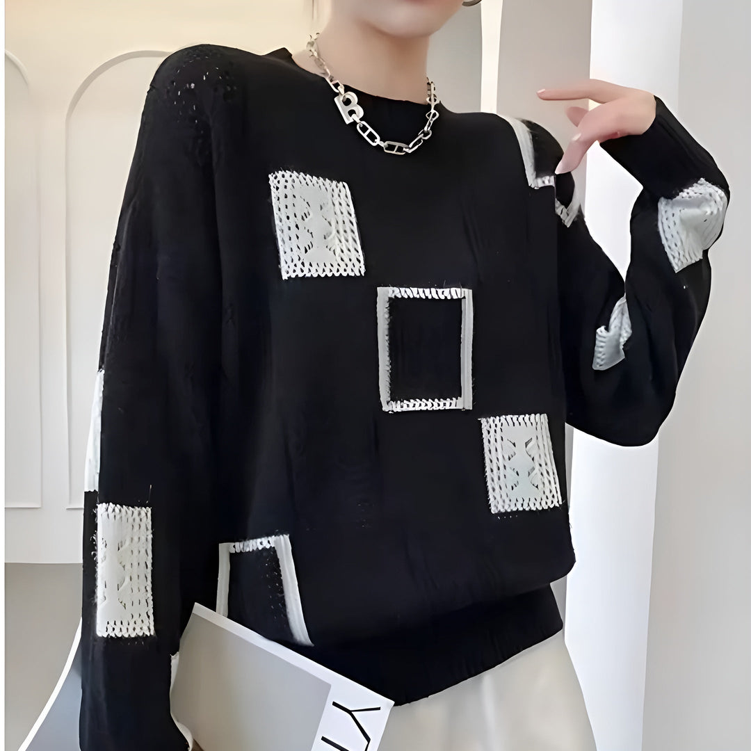 Alissa | Modern Patchwork Knit Sweater