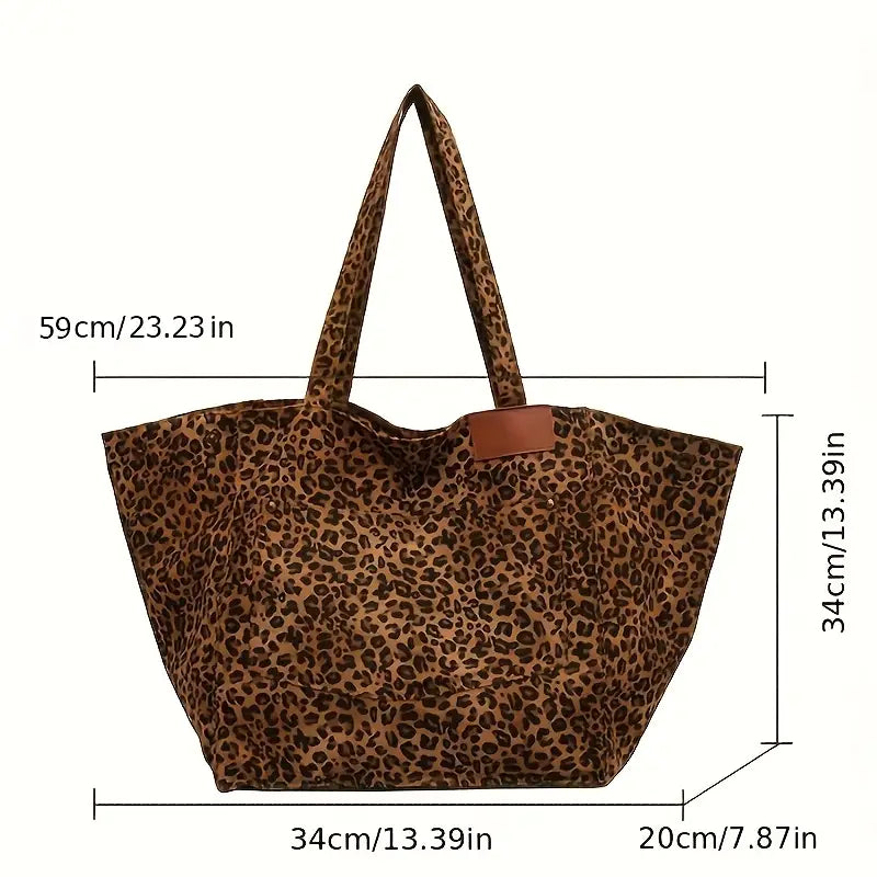 Haaniya | Elegant Leopard Print Canvas Shoulder Bag