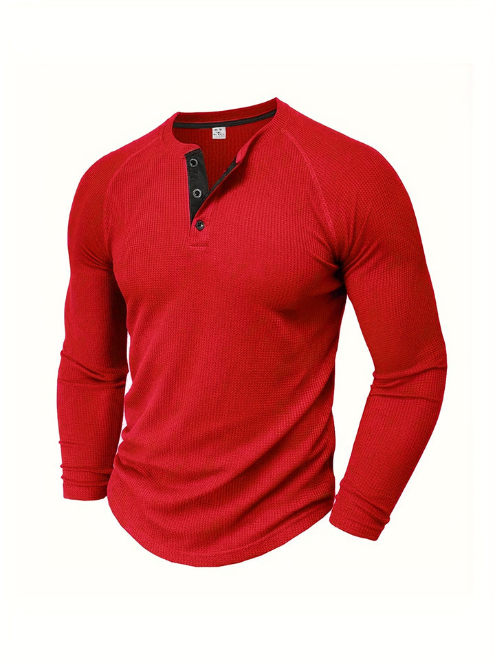 Reid | Waffle-Knit Henley Long Sleeve