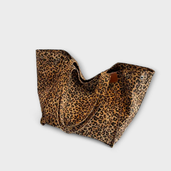 Haaniya | Elegant Leopard Print Canvas Shoulder Bag