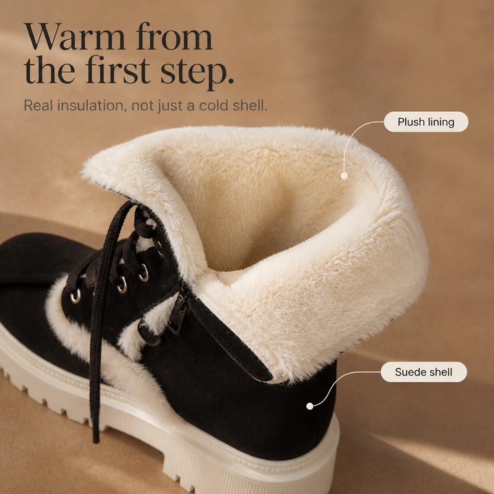 Georgiana | Bottines mi-mollet à lacets doublées en peluche