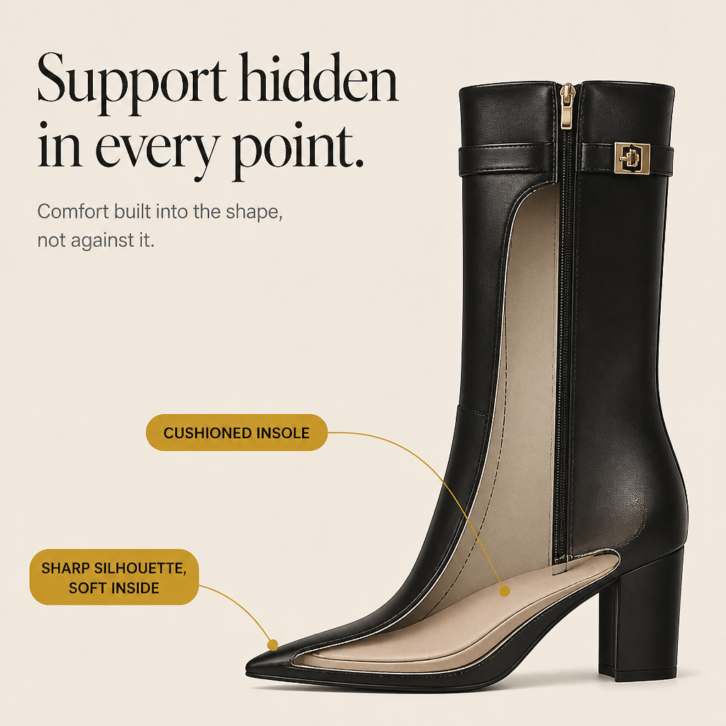 Mellina | Bottes hautes à bout pointu et boucle dorée