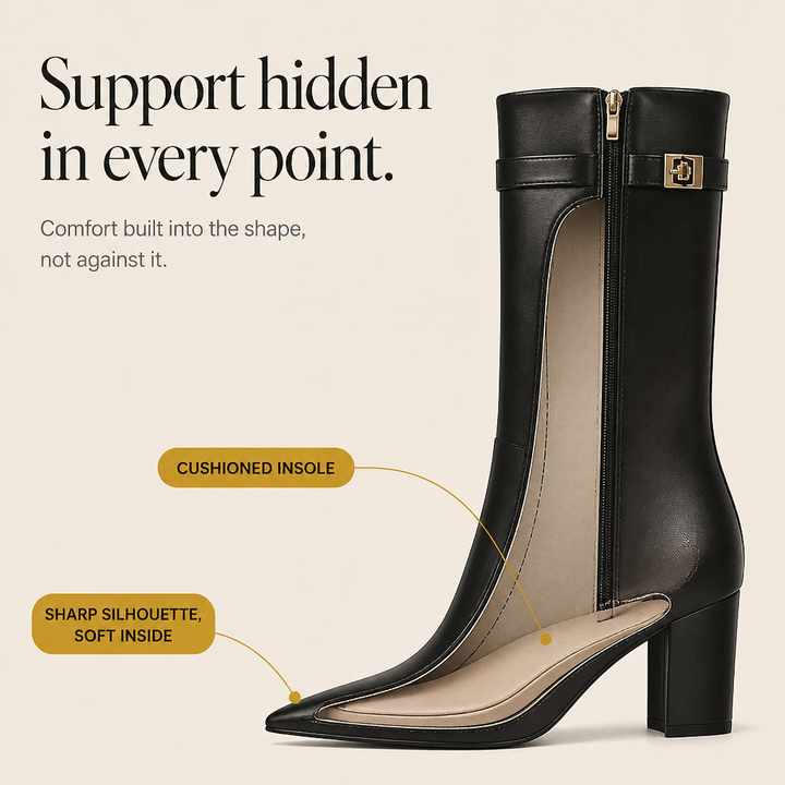 Mellina | Bottes hautes à bout pointu et boucle dorée