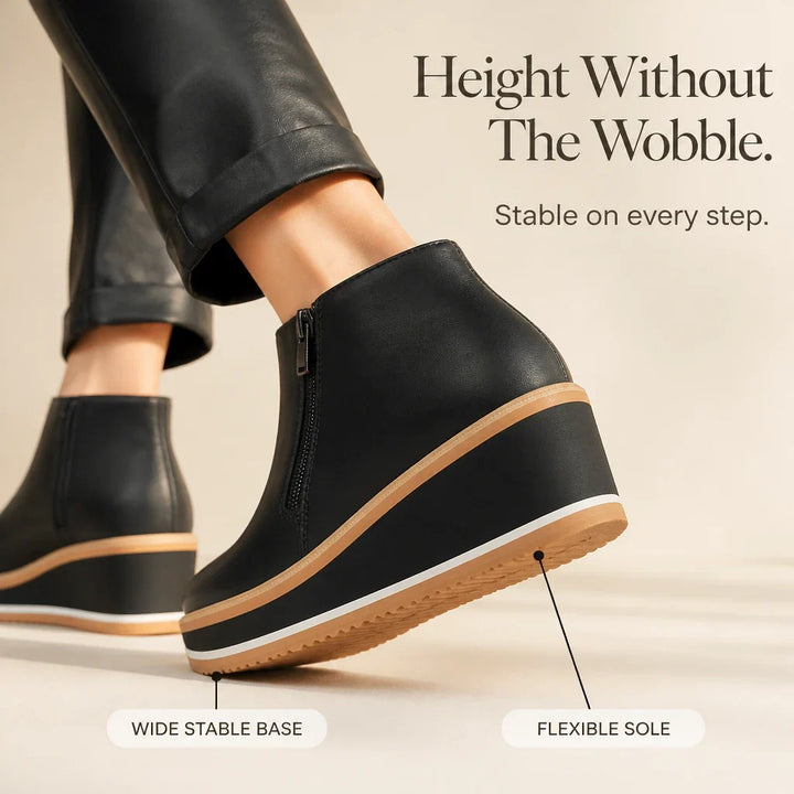 Colombe | Smooth Side-Zip Wedge Ankle Boots