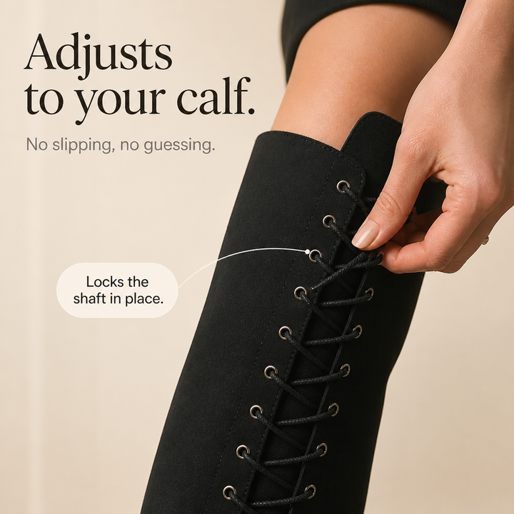 Ambreen | Bottes sur le genou à empiècement arrière à lacets