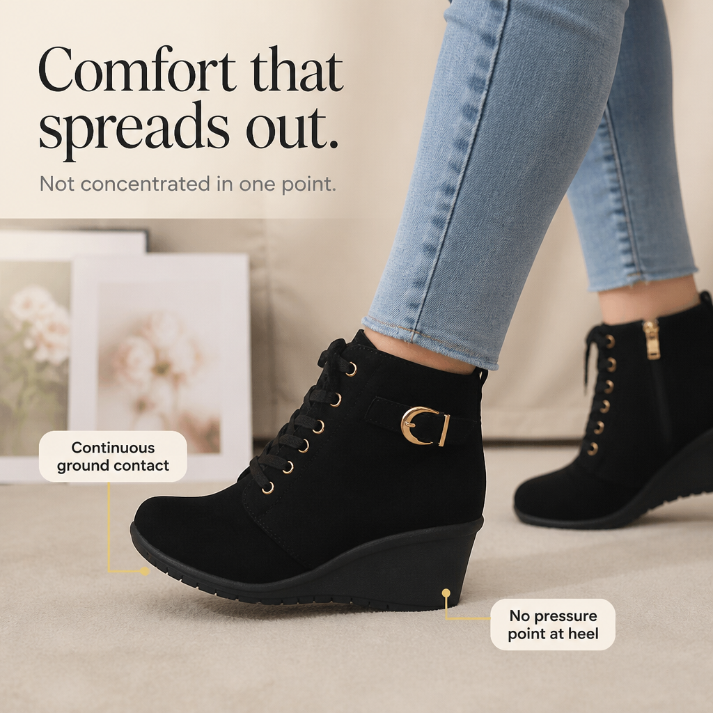 Corine | Buckle-Strap Concealed Wedge Ankle Boots