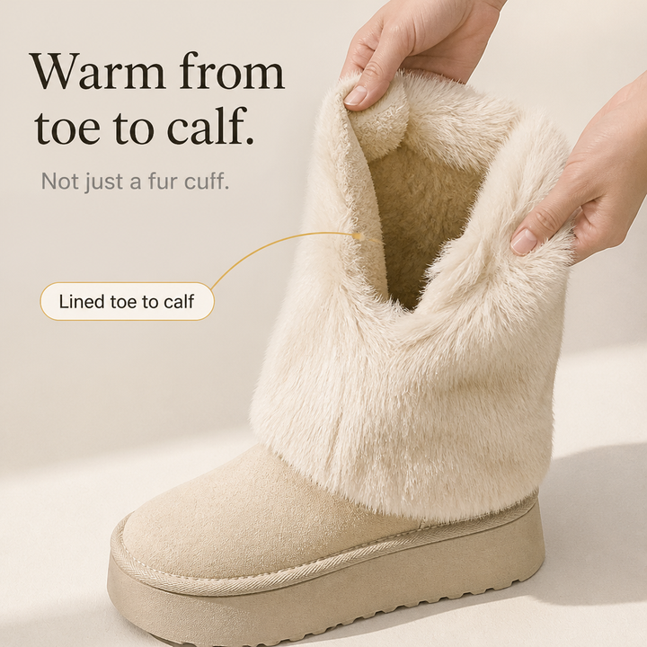Carolanne | Bottes d'hiver mi-mollet à plateforme en fausse fourrure