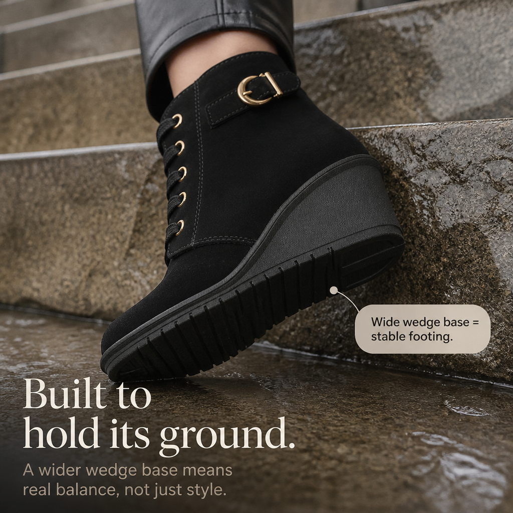 Lauralie | Water-Repellent Side-Zip Wedge Ankle Boots