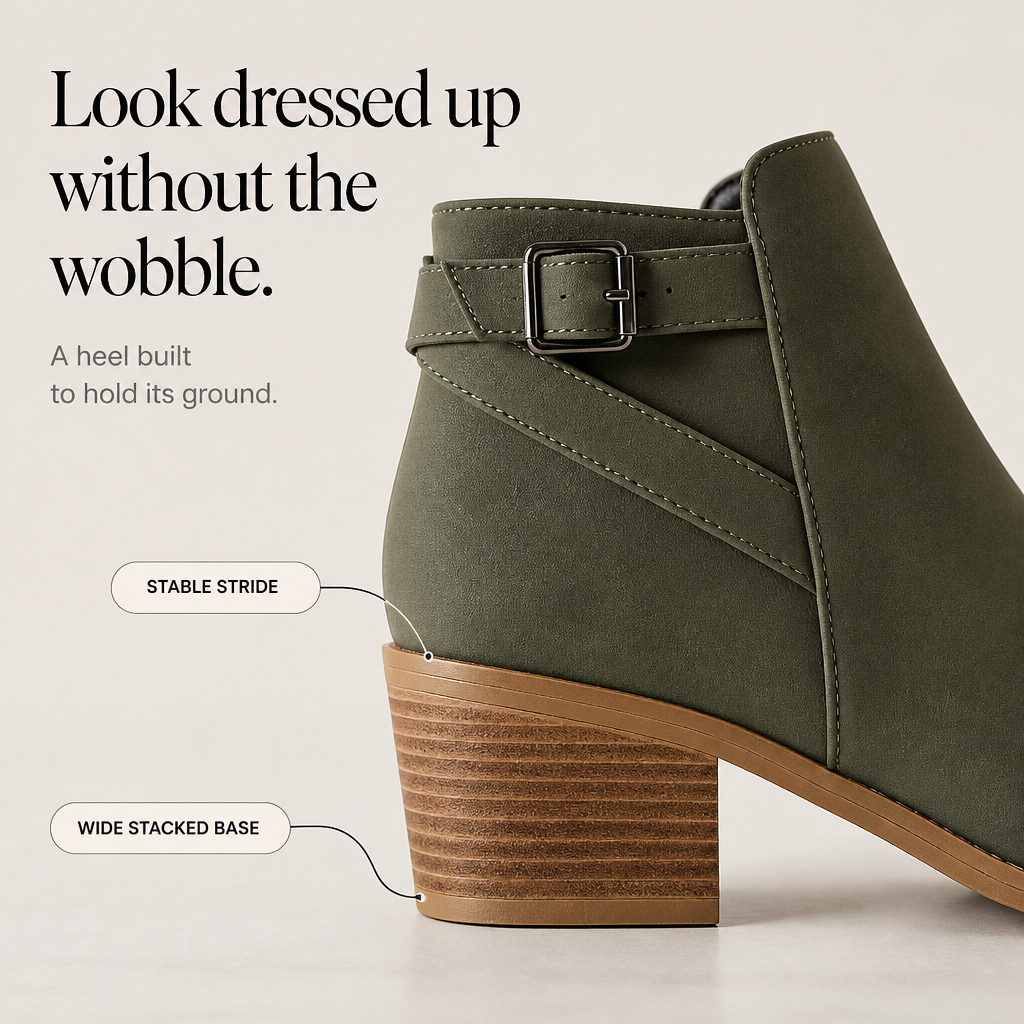 Madisson | Slanted Buckle Side-Zip Ankle Boots