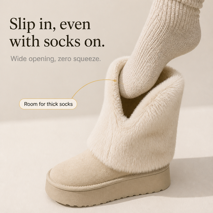 Carolanne | Bottes d'hiver mi-mollet à plateforme en fausse fourrure