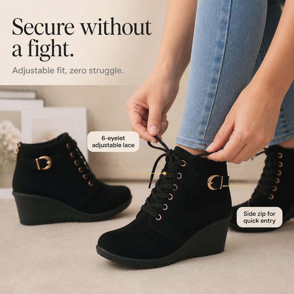 Corine | Buckle-Strap Concealed Wedge Ankle Boots