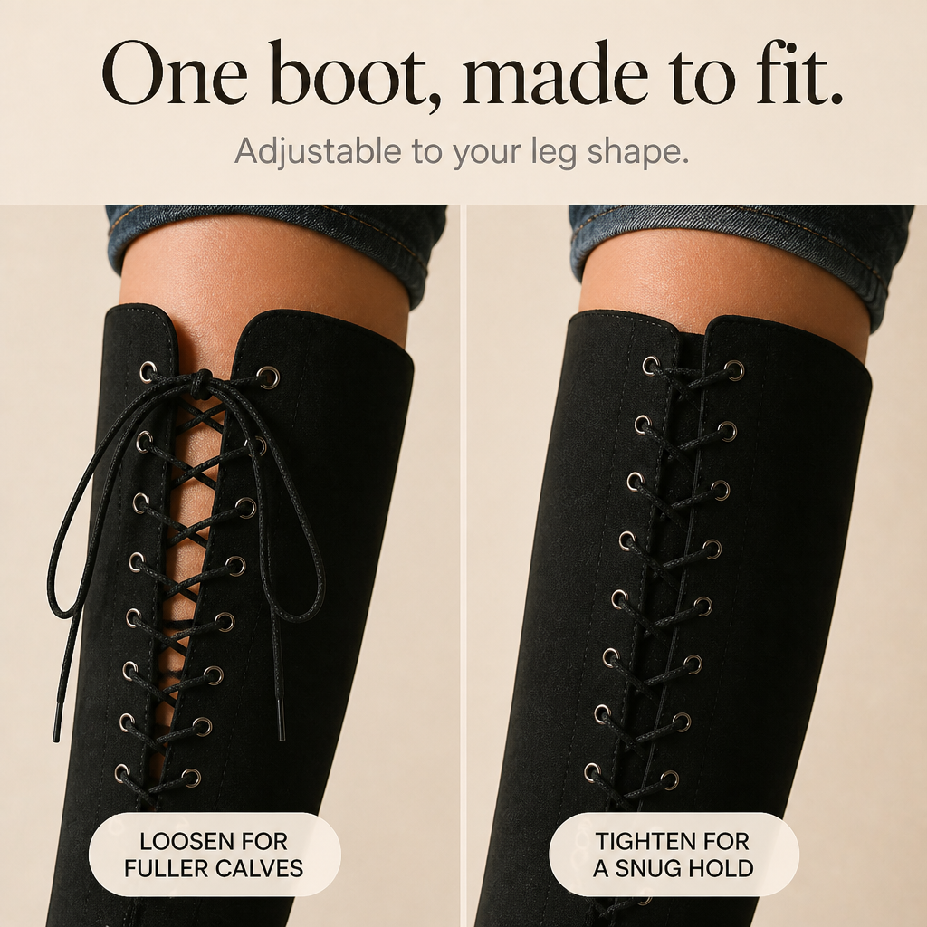 Ambreen | Bottes sur le genou à empiècement arrière à lacets