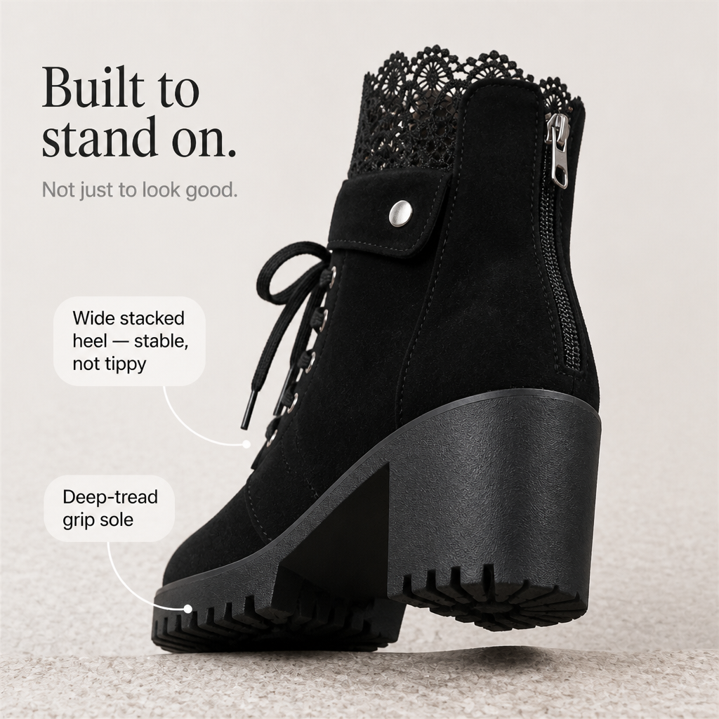 Brennan | Lace-Up Chunky Heel Ankle Booties