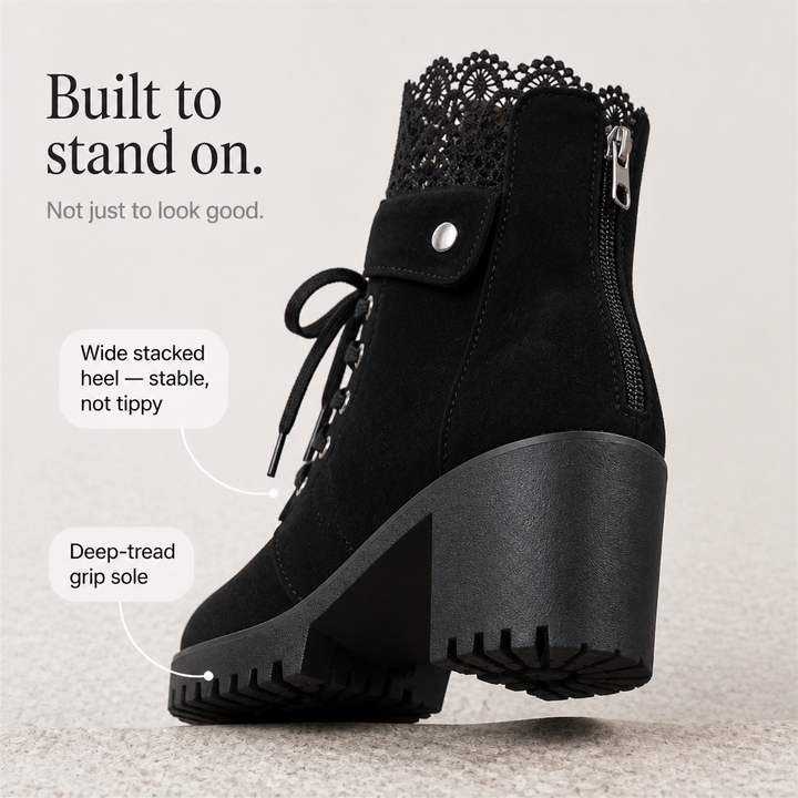 Brennan | Lace-Up Chunky Heel Ankle Booties