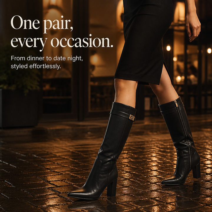 Mellina | Bottes hautes à bout pointu et boucle dorée