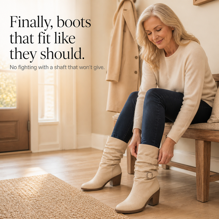 Gray | Pointed-Toe Slouch Mid-Calf Boots