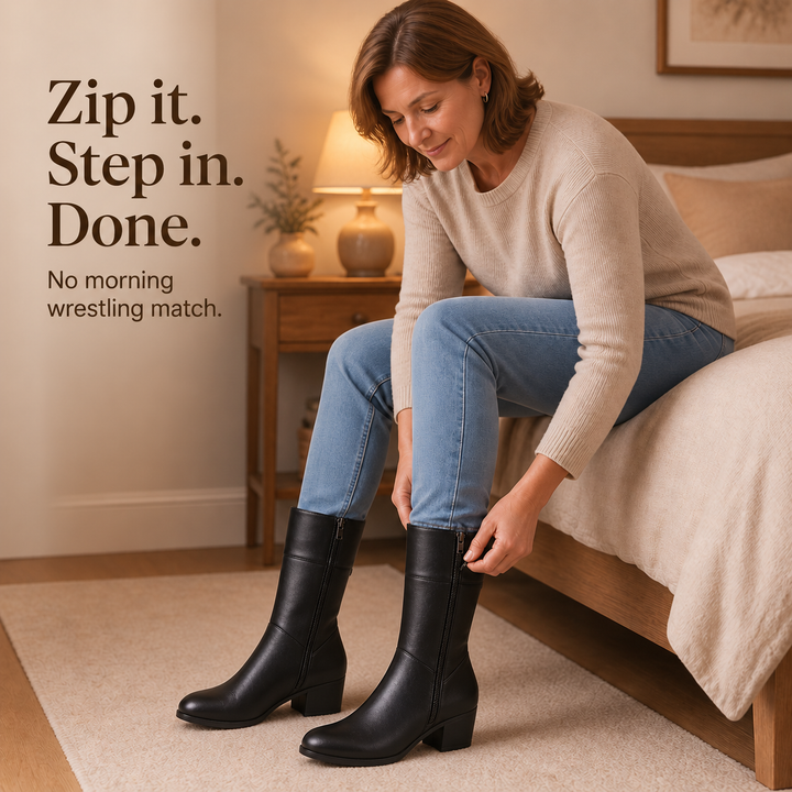 Ami | Bottines mi-mollet doublées en peluche à zip latéral