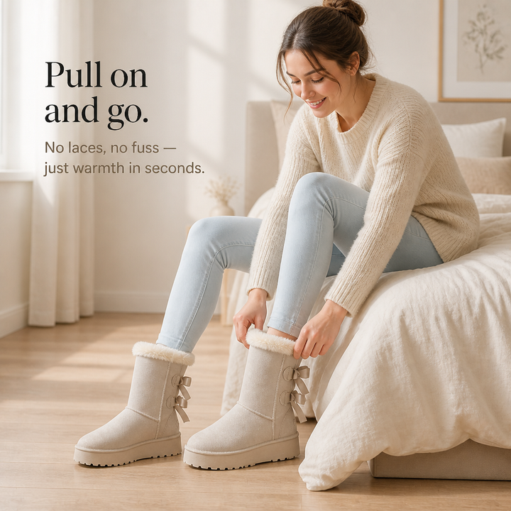 Shaleen | Bottes d'hiver à plateforme et à nœud, doublées en peluche