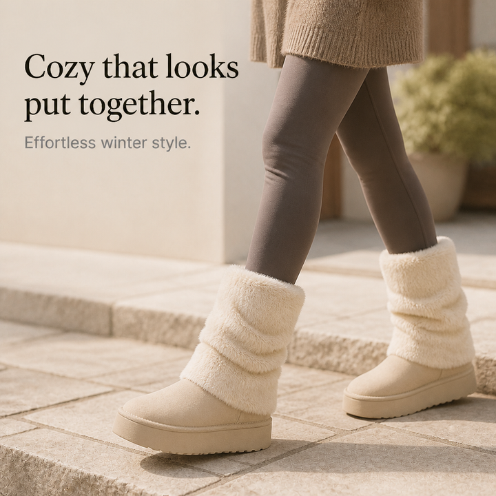 Carolanne | Bottes d'hiver mi-mollet à plateforme en fausse fourrure