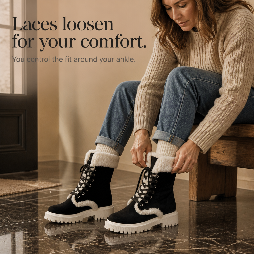 Georgiana | Bottines mi-mollet à lacets doublées en peluche