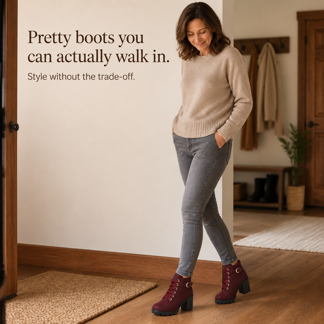 Lahna | Buckle Lace-Up Chunky Heel Ankle Boots